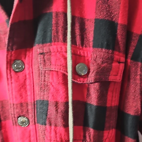 Craft Red and Black Plaid Shirt Jacket with Hood - Picture 4 of 8
